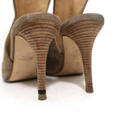 Barneys New York Co-Op Slingback Booties Beige Suede Size 38 Open Toe Heels - Celebrity Owned