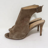 Barneys New York Co-Op Slingback Booties Beige Suede Size 38 Open Toe Heels - Celebrity Owned