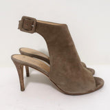 Barneys New York Co-Op Slingback Booties Beige Suede Size 38 Open Toe Heels - Celebrity Owned
