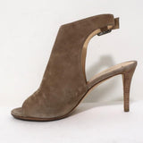 Barneys New York Co-Op Slingback Booties Beige Suede Size 38 Open Toe Heels - Celebrity Owned