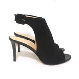 Barneys New York Co-Op Slingback Booties Black Suede Size 38 Open Toe Heel - Celebrity Owned