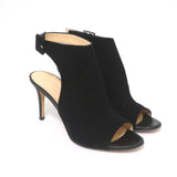 Barneys New York Co-Op Slingback Booties Black Suede Size 38 Open Toe Heel - Celebrity Owned