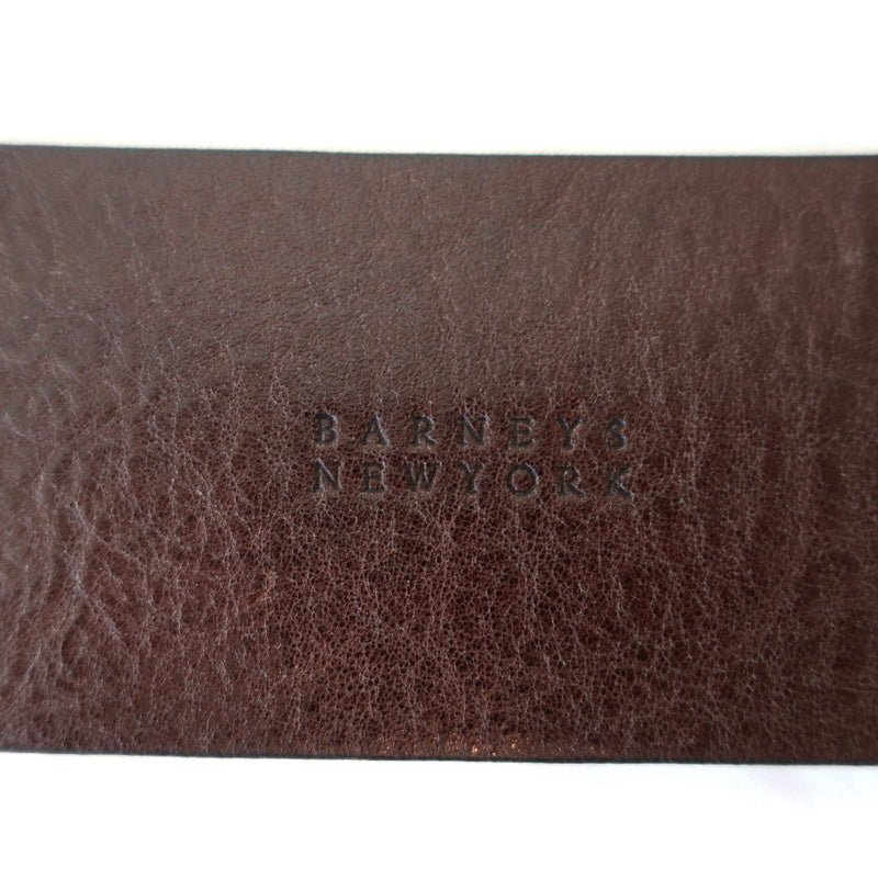 Barneys New York Double Buckle Wide Belt Brown Leather Size 80 US 32 - Celebrity Owned