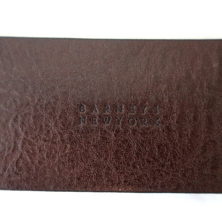 Barneys New York Double Buckle Wide Belt Brown Leather Size 80 US 32 - Celebrity Owned