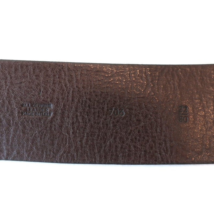 Barneys New York Double Buckle Wide Belt Brown Leather Size 80 US 32 - Celebrity Owned
