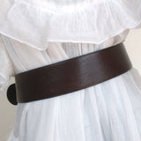 Barneys New York Double Buckle Wide Belt Brown Leather Size 80 US 32 - Celebrity Owned