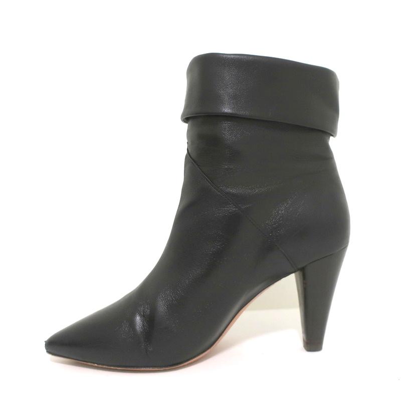 ba&amp;sh Ankle Boots Constanza Black Leather Size 39 Pointed Toe High Heel - Celebrity Owned