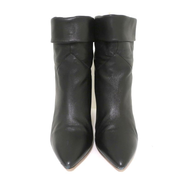 ba&amp;sh Ankle Boots Constanza Black Leather Size 39 Pointed Toe High Heel - Celebrity Owned