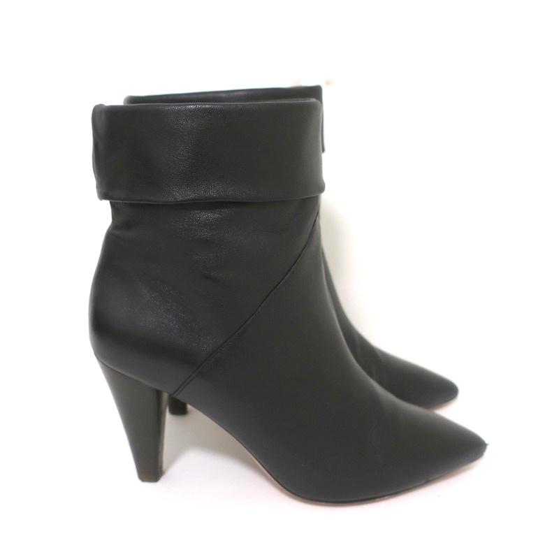 ba&amp;sh Ankle Boots Constanza Black Leather Size 39 Pointed Toe High Heel - Celebrity Owned