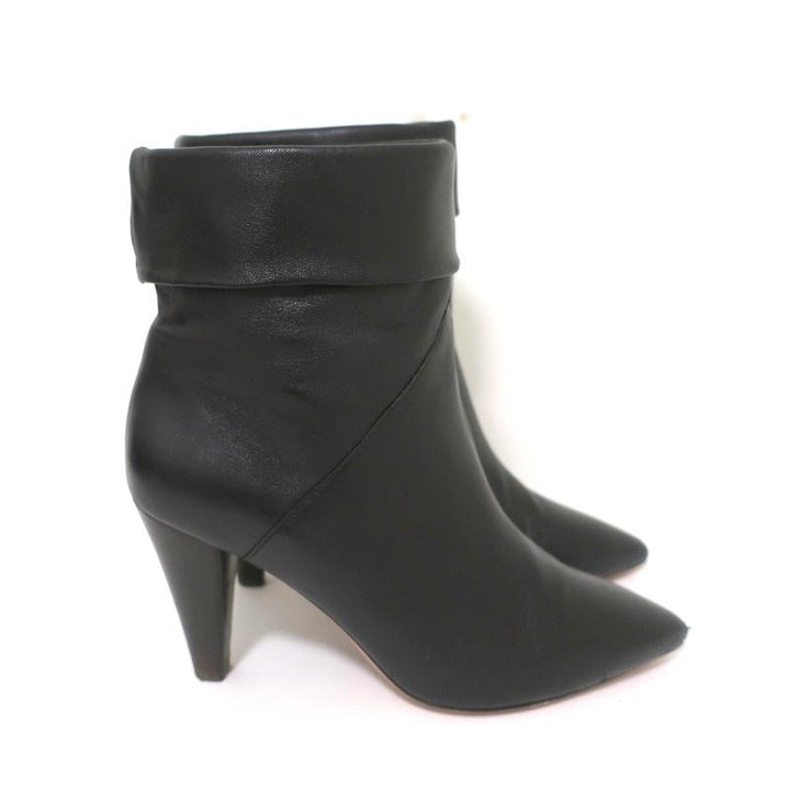 ba&amp;sh Ankle Boots Constanza Black Leather Size 39 Pointed Toe High Heel - Celebrity Owned