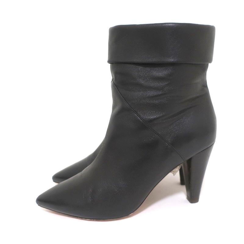 ba&amp;sh Ankle Boots Constanza Black Leather Size 39 Pointed Toe High Heel - Celebrity Owned