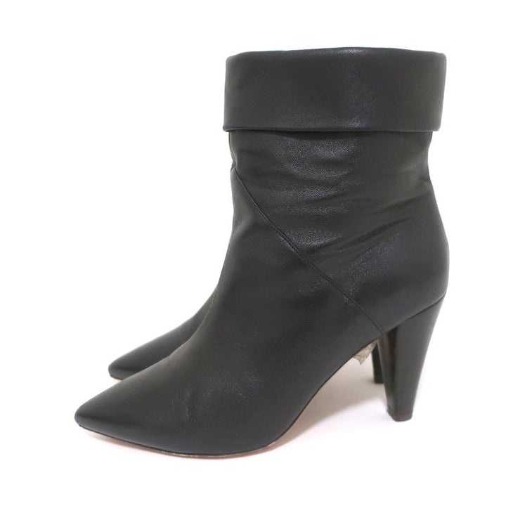 ba&amp;sh Ankle Boots Constanza Black Leather Size 39 Pointed Toe High Heel - Celebrity Owned