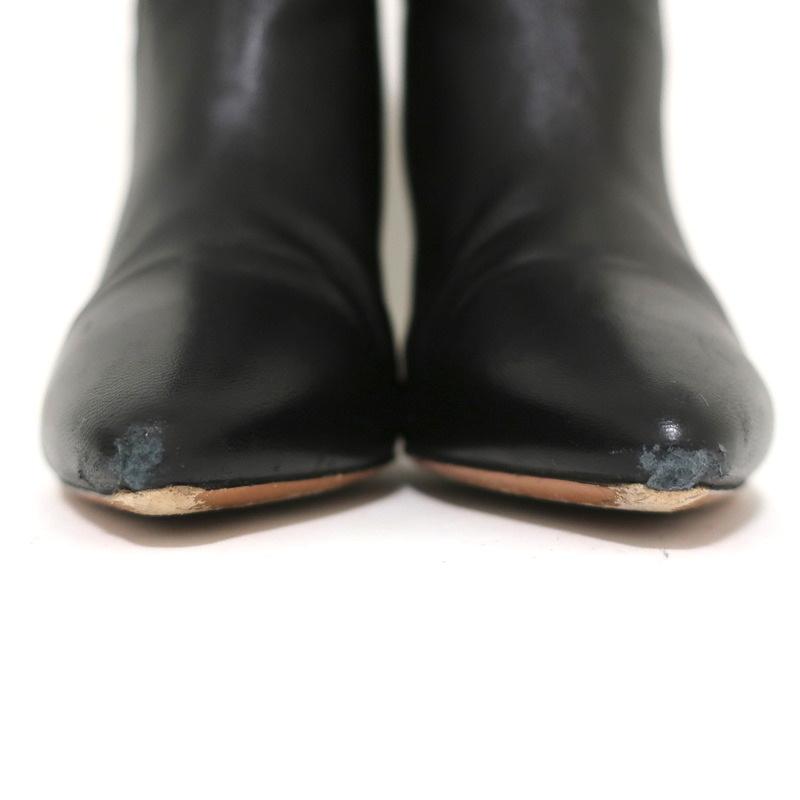 ba&amp;sh Ankle Boots Constanza Black Leather Size 39 Pointed Toe High Heel - Celebrity Owned