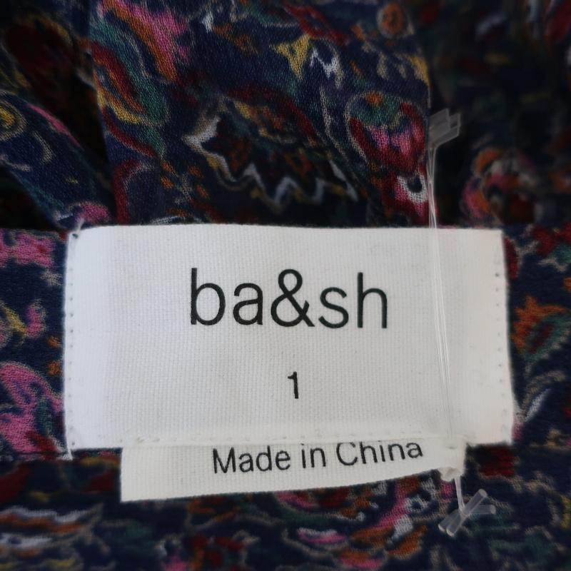 Ba&amp;sh Open Back Blouse Danny Navy/Multi Floral Print Size 1 Long Sleeve Top - Celebrity Owned