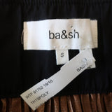 Ba&sh Tiered Midi Skirt Gold Poly Pleated Metallic Chevron Print Size Small NEW - Celebrity Owned