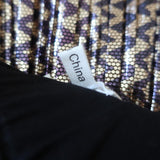 Ba&sh Tiered Midi Skirt Gold Poly Pleated Metallic Chevron Print Size Small NEW - Celebrity Owned