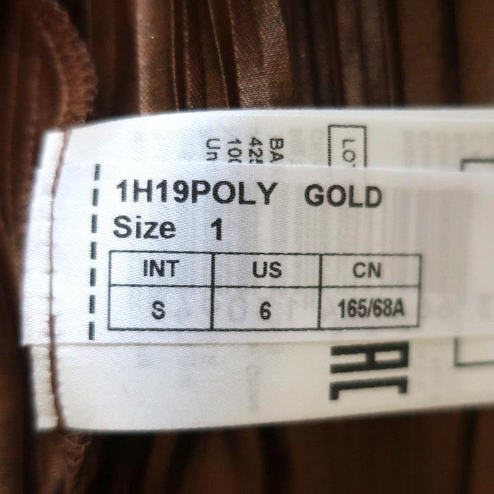 Ba&amp;sh Tiered Midi Skirt Gold Poly Pleated Metallic Chevron Print Size Small NEW - Celebrity Owned