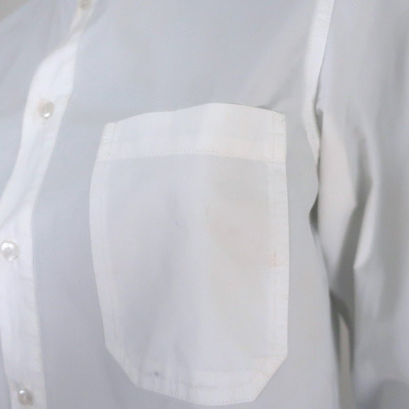 Bassike Collarless Button Down Shirt White Cotton Size 0 Long Sleeve Top - Celebrity Owned