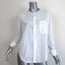 Bassike Collarless Button Down Shirt White Cotton Size 0 Long Sleeve Top