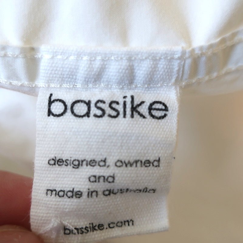 Bassike Collarless Button Down Shirt White Cotton Size 0 Long Sleeve Top - Celebrity Owned