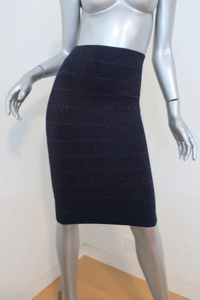 BCBGMAXAZRIA Alexa Bandage Skirt Navy Metallic Size Extra Extra Small NEW - Celebrity Owned