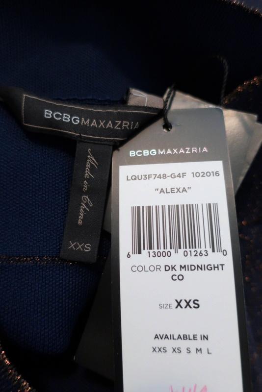 BCBGMAXAZRIA Alexa Bandage Skirt Navy Metallic Size Extra Extra Small NEW - Celebrity Owned