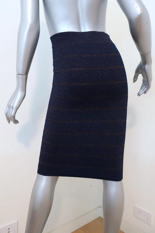 BCBGMAXAZRIA Alexa Bandage Skirt Navy Metallic Size Extra Extra Small NEW - Celebrity Owned
