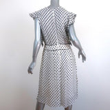 BCBGMAXAZRIA Dress Shelia White/Black Dotted Chiffon Size 6 Flutter Sleeve - Celebrity Owned