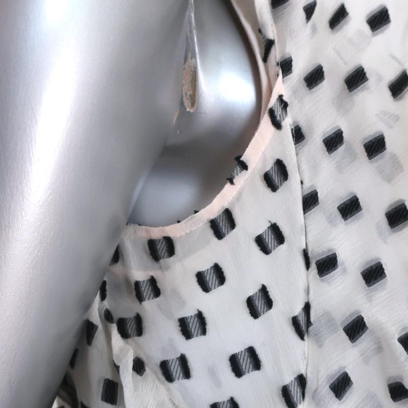 BCBGMAXAZRIA Dress Shelia White/Black Dotted Chiffon Size 6 Flutter Sleeve - Celebrity Owned