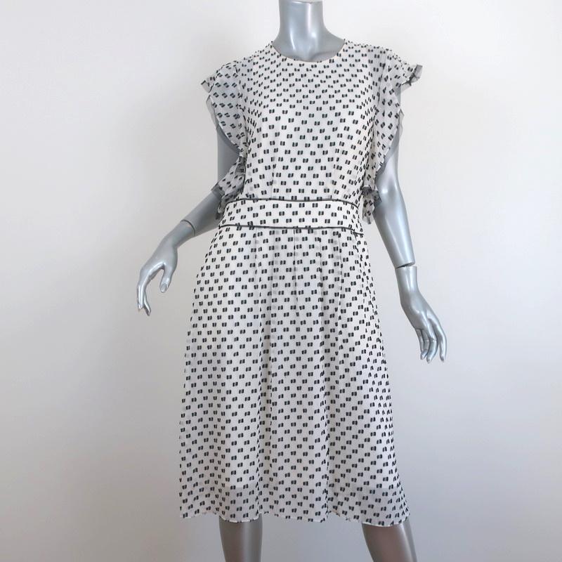 BCBGMAXAZRIA Dress Shelia White/Black Dotted Chiffon Size 6 Flutter Sl Celebrity Owned BCBGMAXAZRIA Dress Shelia White/Black Dotted Chiffon Size 6 Flutter Sl Celebrity Owned