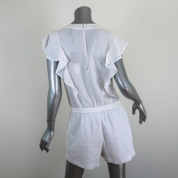 BCBGMAXAZRIA Kenzi Lace-Up Romper White Size Small NEW - Celebrity Owned