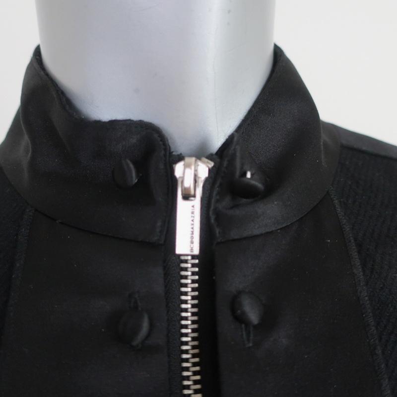 BCBGMAXAZRIA Peplum Jacket Black Satin-Trimmed Wool Size Extra Extra Small - Celebrity Owned