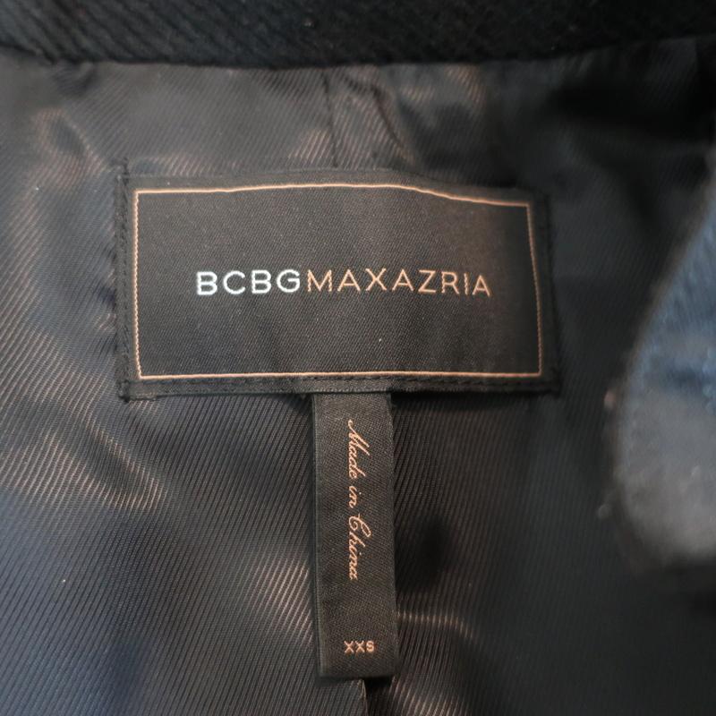 BCBGMAXAZRIA Peplum Jacket Black Satin-Trimmed Wool Size Extra Extra Small - Celebrity Owned