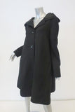 Behnaz Sarafpour Hooded Coat Black Wool Size 8 Button-Front - Celebrity Owned