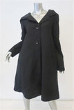 Behnaz Sarafpour Hooded Coat Black Wool Size 8 Button-Front - Celebrity Owned