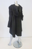 Behnaz Sarafpour Hooded Coat Black Wool Size 8 Button-Front - Celebrity Owned