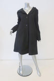 Behnaz Sarafpour Hooded Coat Black Wool Size 8 Button-Front - Celebrity Owned