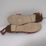 Belle by Sigerson Morrison Sandals Tan Leather Size 9 Double Ankle Strap Flats - Celebrity Owned