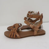Belle by Sigerson Morrison Sandals Tan Leather Size 9 Double Ankle Strap Flats - Celebrity Owned