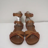 Belle by Sigerson Morrison Sandals Tan Leather Size 9 Double Ankle Strap Flats - Celebrity Owned