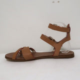 Belle by Sigerson Morrison Sandals Tan Leather Size 9 Double Ankle Strap Flats - Celebrity Owned
