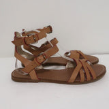Belle by Sigerson Morrison Sandals Tan Leather Size 9 Double Ankle Strap Flats - Celebrity Owned