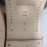 Belle by Sigerson Morrison Sandals Tan Leather Size 9 Double Ankle Strap Flats - Celebrity Owned