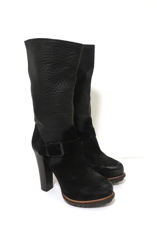 Giles Black Ruched Stiletto Mid Calf Boots | SIMMI London