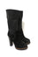 Belstaff Stratfield Boots Black Leather & Suede Size 37 Mid-Calf Platform Heel