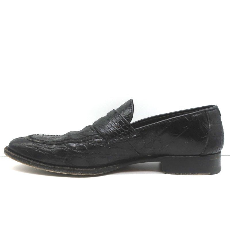 Bergdorf Goodman Crocodile Penny Loafers Black Size 43.5 - Celebrity Owned