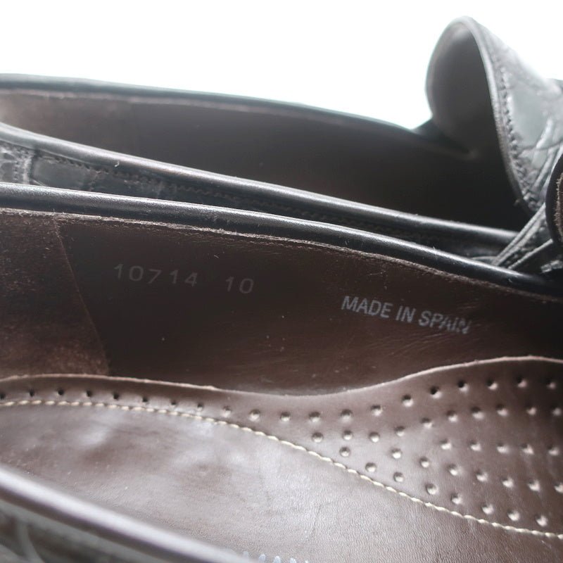 Bergdorf Goodman Crocodile Penny Loafers Black Size 43.5 - Celebrity Owned