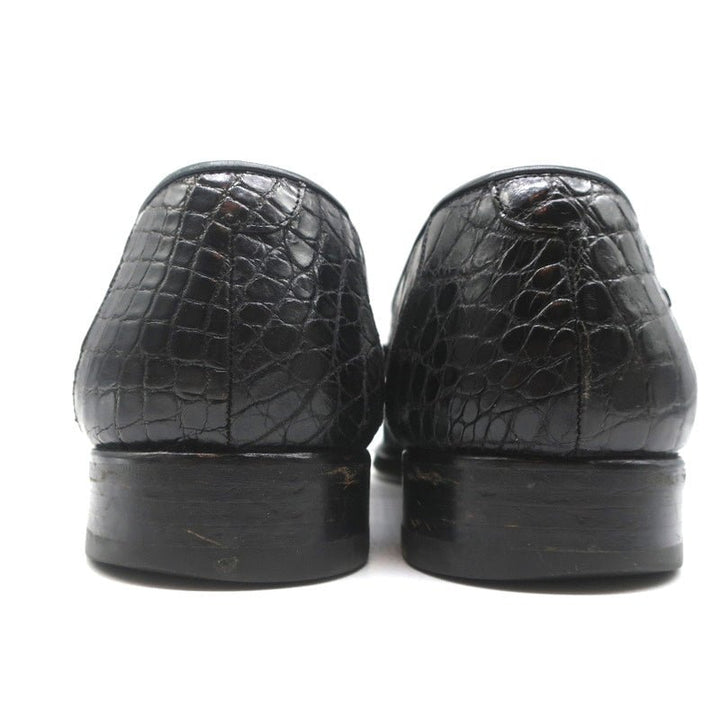 Bergdorf Goodman Crocodile Penny Loafers Black Size 43.5 - Celebrity Owned