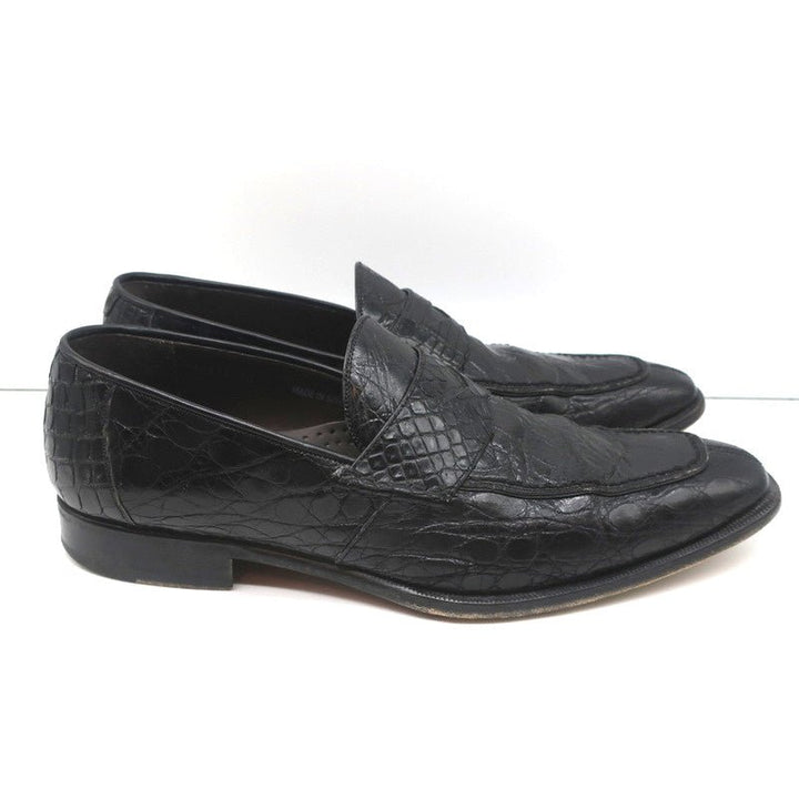 Bergdorf Goodman Crocodile Penny Loafers Black Size 43.5 - Celebrity Owned