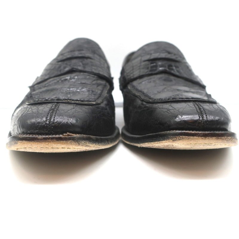 Bergdorf Goodman Crocodile Penny Loafers Black Size 43.5 - Celebrity Owned
